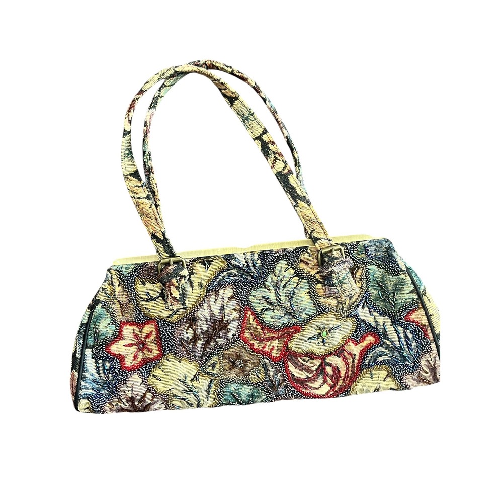 Vintage Beaded Tapestry Baguette Handbag Floral Sequin Evening Bag Multicolor - Picture 4 of 5